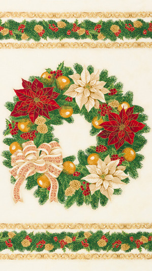 Holiday Flourish 13 Christmas Wreath Cotton Quilting Fabric Panel Holiday Flourish 13 Christmas Wreath Cotton Quilting Fabric Panel