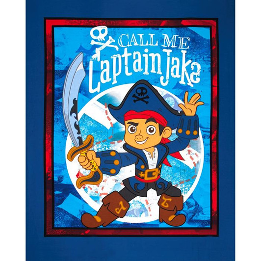 Disney Jake and The Neverland Pirates Captain Jake Blue Cotton Quilting Fabric Panel Disney Jake and The Neverland Pirates Captain Jake Blue Cotton Quilting Fabric Panel