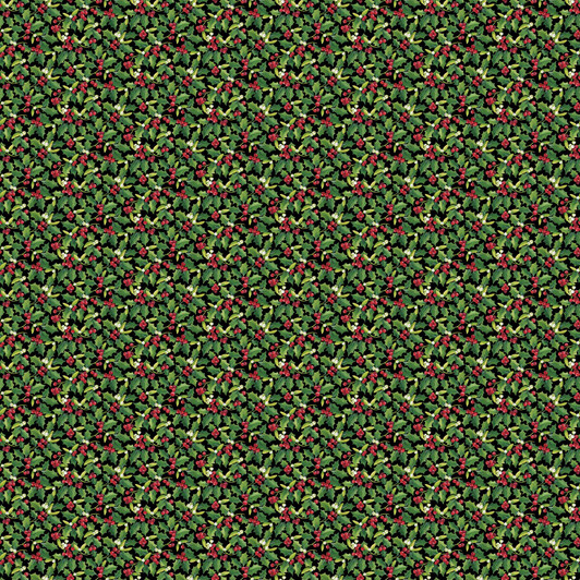 Hay Its Christmas Holly Multi Black Cotton Quilting Fabric