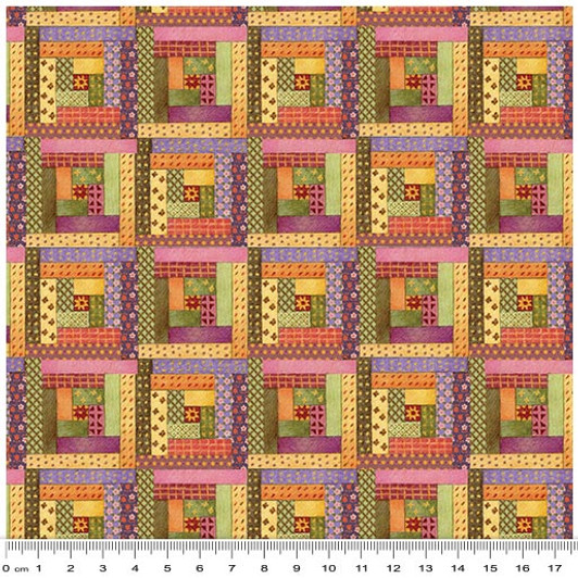 Cats n Quilts Log Cabin Cotton Quilting Fabric Cats n Quilts Log Cabin Cotton Quilting Fabric