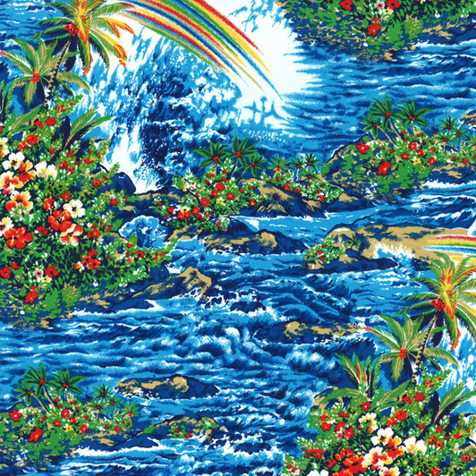 Tropicals and Conversationals Royal Hawaiian Blue  Cotton Quilting Fabric Tropicals and Conversationals Royal Hawaiian Blue  Cotton Quilting Fabric