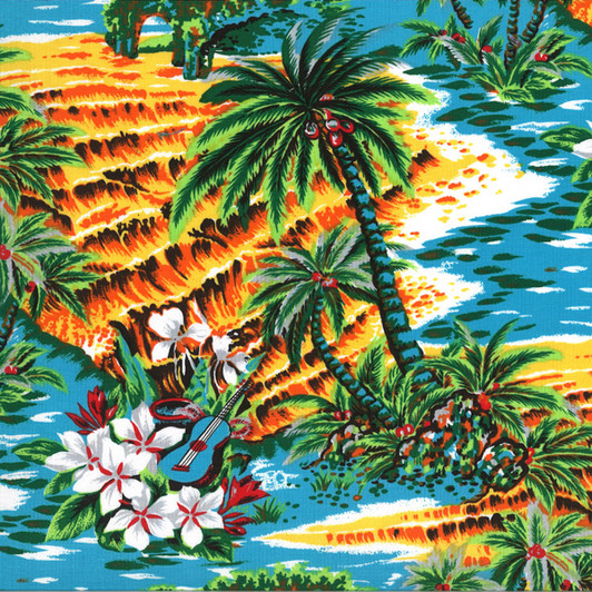Tropicals and Conversationals Ukelele Tropical Turquoise Cotton Quilting Fabric Tropicals and Conversationals Ukelele Tropical Turquoise Cotton Quilting Fabric