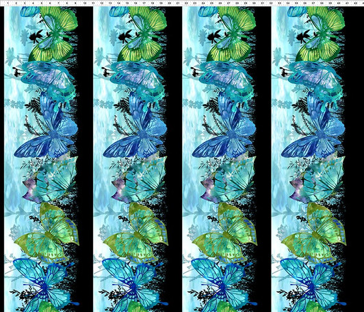 Elysian Border Butterflies Blue 1JYN-2 Cotton Quilting Fabric Elysian Border Butterflies Blue 1JYN-2 Cotton Quilting Fabric