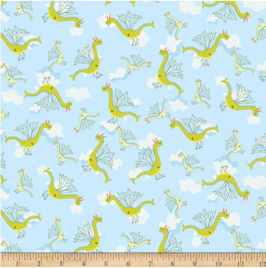 Vikings Sky Dragons Blue Cotton Quilting Fabric Vikings Sky Dragons Blue Cotton Quilting Fabric