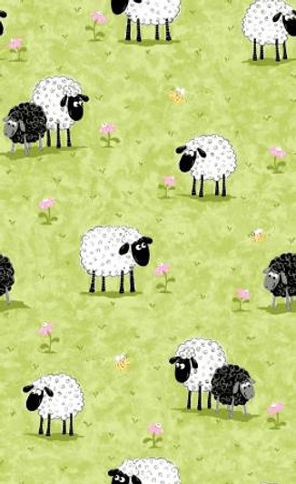 Susybee Lewes Lal the Lamb in the Meadow Cotton Quilting Fabric Susybee Lewes Lal the Lamb in the Meadow Cotton Quilting Fabric