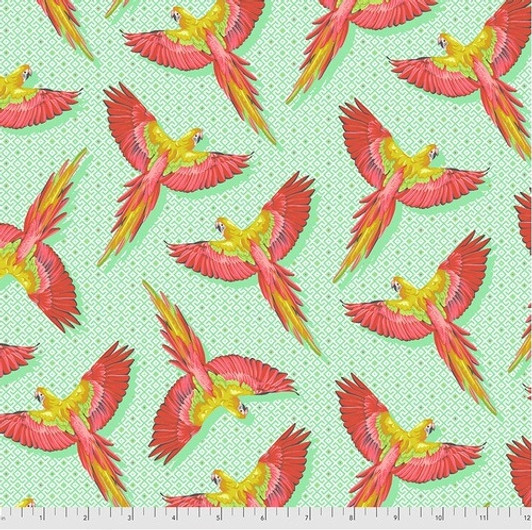 Tula Pink Daydreamer Macaw Ya Later Mango Cotton Quilting Fabric Tula Pink Daydreamer Macaw Ya Later Mango Cotton Quilting Fabric