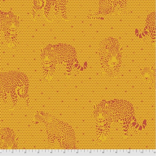 Tula Pink Daydreamer Lil Jaguars Papaya Cotton Quilting Fabric Tula Pink Daydreamer Lil Jaguars Papaya Cotton Quilting Fabric