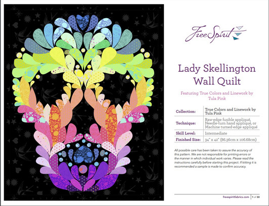 Tula Pink Lady Skellington FREE Wall Quilt Pattern