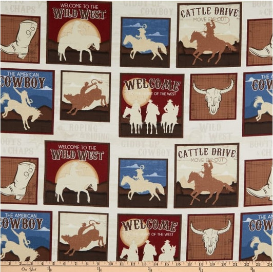 Heart of the West Sampler Cowboys Horses Cotton Quilting Fabric Panel Heart of the West Sampler Cowboys Horses Cotton Quilting Fabric Panel