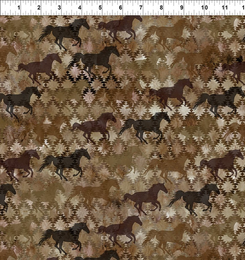 Southwest Brown Stallions Cotton Quilting Fabric Southwest Brown Stallions Cotton Quilting Fabric