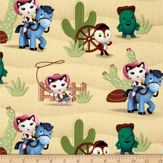 Disney Sheriff Callie Western Scene Tan Cotton Quilting Fabric 1/2 YARD Disney Sheriff Callie Western Scene Tan Cotton Quilting Fabric 1/2 YARD