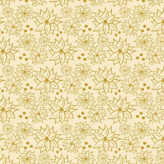 Aussie Gold Christmas Poinsettia Flowers Gold Cotton Quilting Fabric Aussie Gold Christmas Poinsettia Flowers Gold Cotton Quilting Fabric