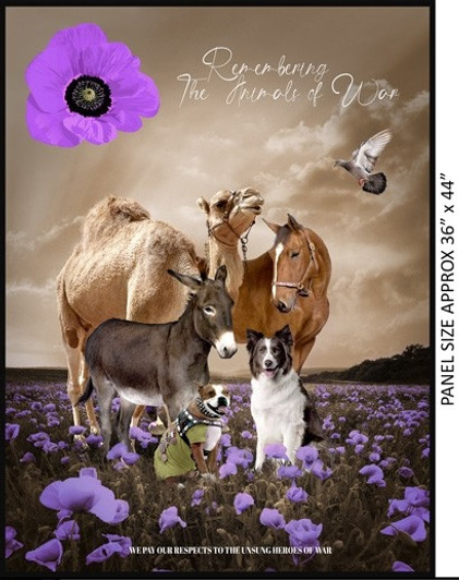 Animals of War Remembering the Animals Cotton Quilting Fabric Panel Animals of War Remembering the Animals Cotton Quilting Fabric Panel