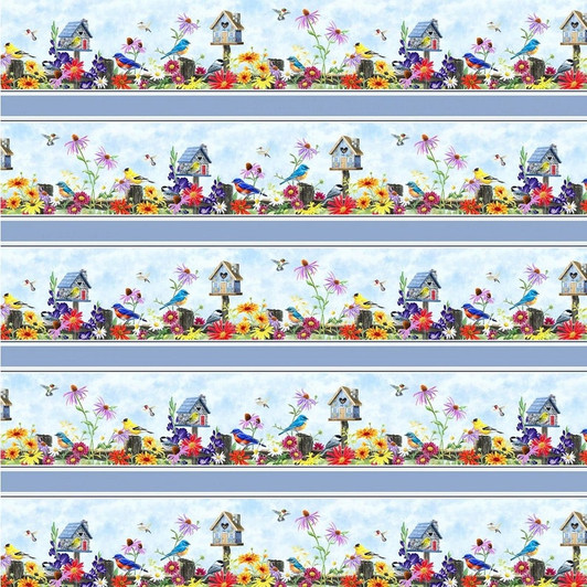 Song Birds Stripe Multi SONB4321-MU Cotton Quilting Fabric Song Birds Stripe Multi SONB4321-MU Cotton Quilting Fabric