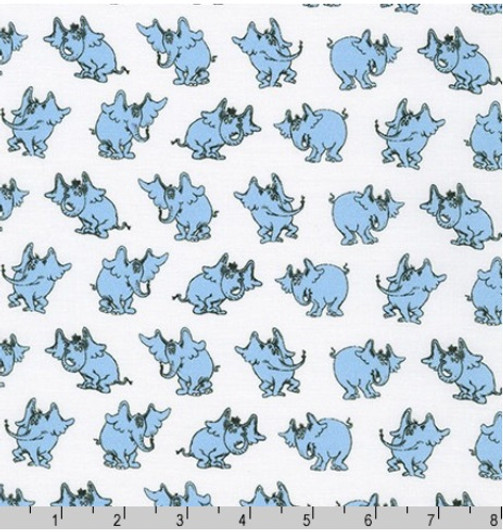 A Little Dr Seuss Elephants White Background Cotton Quilting Fabric A Little Dr Seuss Elephants White Background Cotton Quilting Fabric