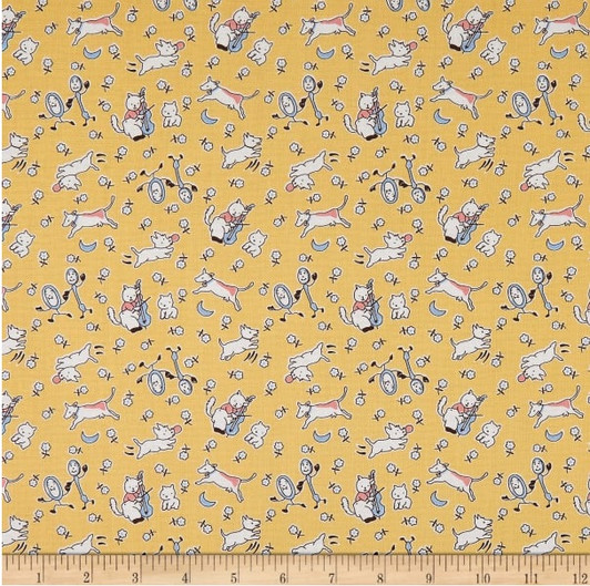 Story Time Hey Diddle Diddle Yellow Cotton Quilting Fabric Story Time Hey Diddle Diddle Yellow Cotton Quilting Fabric