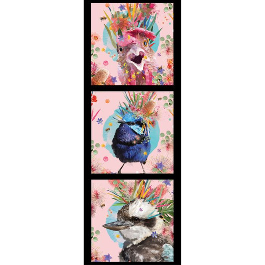 Native Grace Chicken Blue Wren Kookaburra Cotton Quilting Fabric Panel Native Grace Chicken Blue Wren Kookaburra Cotton Quilting Fabric Panel