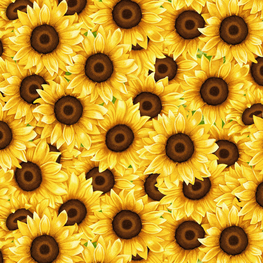 Sunny Sunflowers Yellow Sunflowers Packed Cotton Quilting Fabric Sunny Sunflowers Yellow Sunflowers Packed Cotton Quilting Fabric
