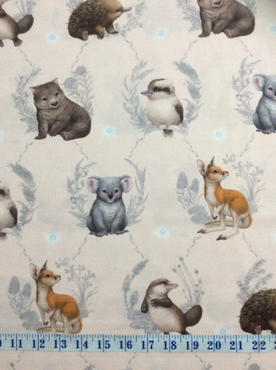 Australian Animals Little Aussie Friends Wreaths Pink Cotton Cotton Quilting Fabric Australian Animals Little Aussie Friends Wreaths Pink Cotton Cotton Quilting Fabric