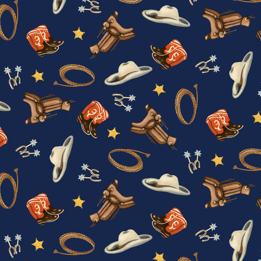Country Rodeo Way Out West Navy Cotton Quilting Fabric Country Rodeo Way Out West Navy Cotton Quilting Fabric
