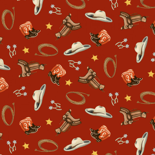 Country Rodeo Way Out West Red Cotton Quilting Fabric Country Rodeo Way Out West Red Cotton Quilting Fabric