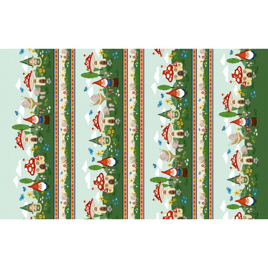 Gnomes Sweet Home Gnome Is Where The Heart Is Stripe Cotton Quilting Fabric Gnomes Sweet Home Gnome Is Where The Heart Is Stripe Cotton Quilting Fabric