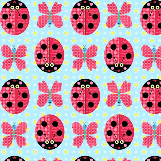 Sunshine Day Ladybugs Light Blue Cotton Quilting Fabric 1/2 YARD Sunshine Day Ladybugs Light Blue Cotton Quilting Fabric 1/2 YARD