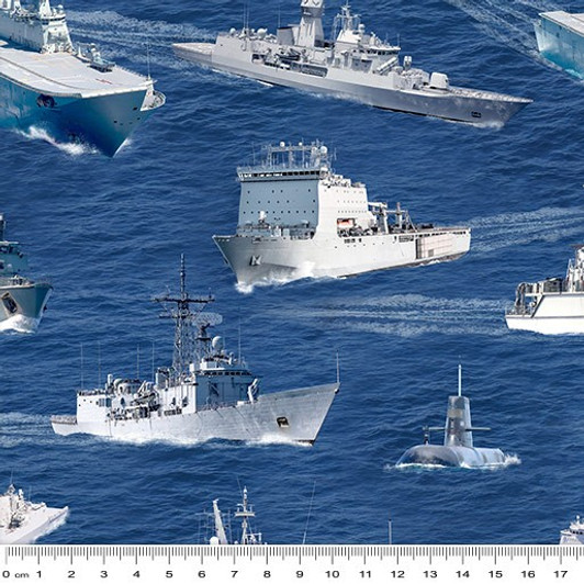 Navy Australia Navy Fleet Allover 1088F Cotton Quilting Fabric Navy Australia Navy Fleet Allover 1088F Cotton Quilting Fabric