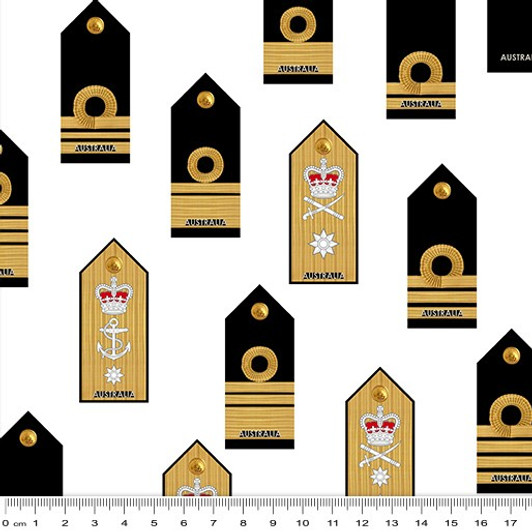 Navy Australia Insignia White Allover 1088L Cotton Quilting Fabric