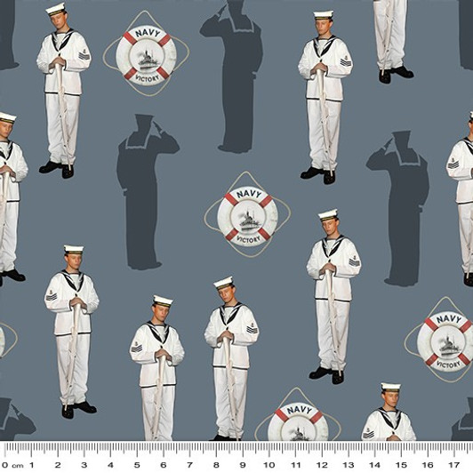 Navy Australia Uniform Grey Allover 1088U Cotton Quilting Fabric Navy Australia Uniform Grey Allover 1088U Cotton Quilting Fabric