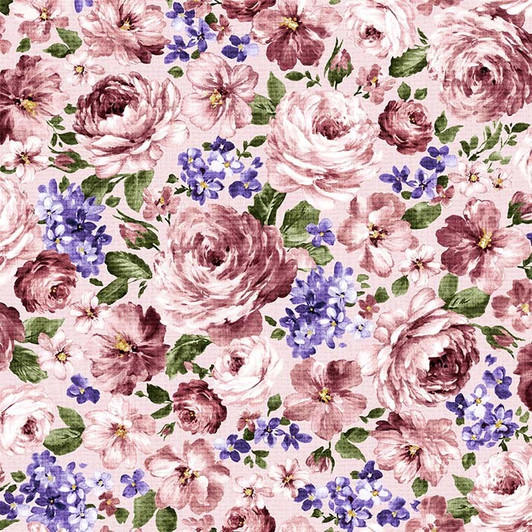 Fragrant Roses Fragrant Flowers Pink Cotton Quilting Fabric Fragrant Roses Fragrant Flowers Pink Cotton Quilting Fabric