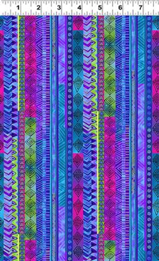 Celestial Magic Stripe Blue Metallic Cotton Quilting Fabric Celestial Magic Stripe Blue Metallic Cotton Quilting Fabric