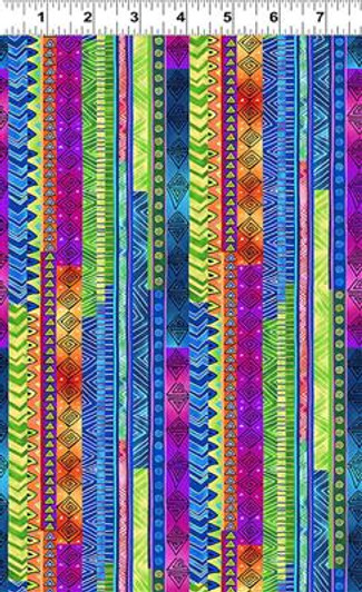 Celestial Magic Stripe Colours Multi Metallic Cotton Quilting Fabric Celestial Magic Stripe Colours Multi Metallic Cotton Quilting Fabric