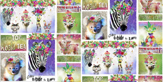 Party Animals Animal Patch Multi 17320 -MLT Cotton Quilting Fabric Party Animals Animal Patch Multi 17320 -MLT Cotton Quilting Fabric