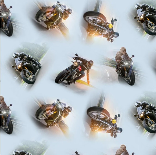 Dream Ride Motorbikes Allover Blue 630E-BLUE Cotton Quilting Fabric Dream Ride Motorbikes Allover Blue 630E-BLUE Cotton Quilting Fabric