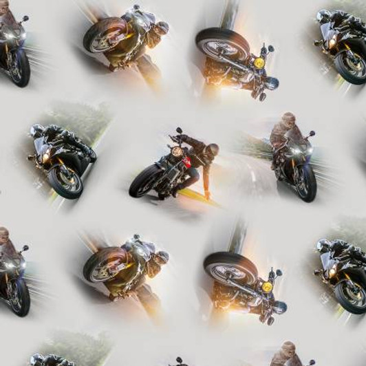 Dream Ride Motorbikes Allover Silver 630E-SILVER Cotton Quilting Fabric Dream Ride Motorbikes Allover Silver 630E-SILVER Cotton Quilting Fabric