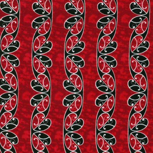 New Zealand Koru Maori Red Cotton Quilting Fabric New Zealand Koru Maori Red Cotton Quilting Fabric