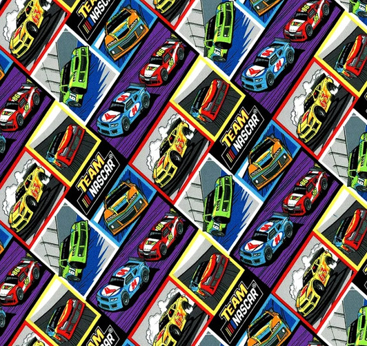Nascar Racing Car Blocks Multi Cotton Quilting Fabric Nascar Racing Car Blocks Multi Cotton Quilting Fabric