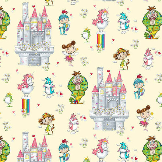 Believe in Magic Castle Scenic Cream Cotton Quilting Fabric Believe in Magic Castle Scenic Cream Cotton Quilting Fabric