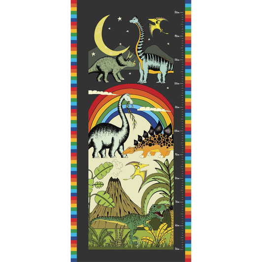 Dino Raw Dinosaur Growth Chart DV5017 Cotton Quilting Fabric Panel Dino Raw Dinosaur Growth Chart DV5017 Cotton Quilting Fabric Panel