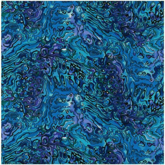 New Zealand Kiwi Crazy Paua Shell Blue Cotton Quilting Fabric