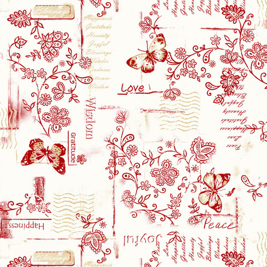 Red Happiness Floral 108" Wide Back Cotton Quilting Fabric Red Happiness Floral 108" Wide Back Cotton Quilting Fabric