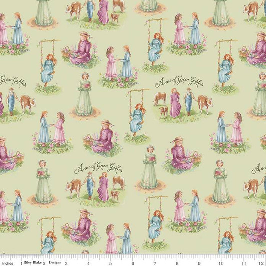 Anne of Green Gables Life C10601 Sage Cotton Quilting Fabric Anne of Green Gables Life C10601 Sage Cotton Quilting Fabric