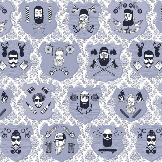 Chop It Like Its Hot Moustaches and Beards White Cotton Quilting Fabric Chop It Like Its Hot Moustaches and Beards White Cotton Quilting Fabric