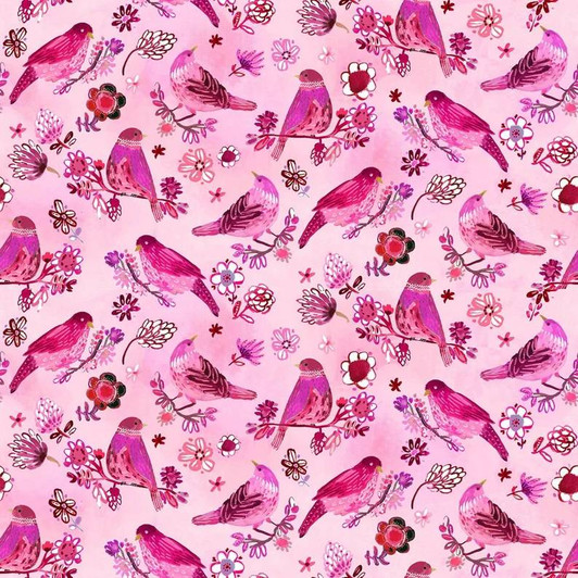 Tree of Life Pink So Fly August Wren Cotton Quilting Fabric Tree of Life Pink So Fly August Wren Cotton Quilting Fabric