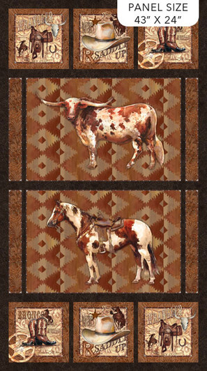 Saddle Up Cowboy and Longhorn 24382-36 Cotton Quilting Fabric Panel Saddle Up Cowboy and Longhorn 24382-36 Cotton Quilting Fabric Panel
