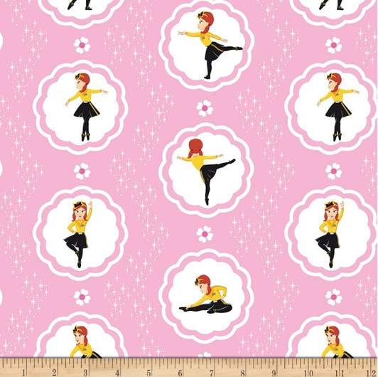 The Wiggles Ballet Emma Cameos Pink Cotton Quilting Fabric The Wiggles Ballet Emma Cameos Pink Cotton Quilting Fabric