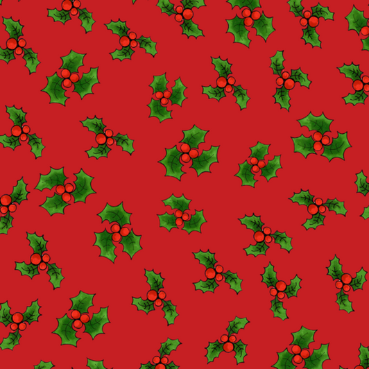 Christmas Lotsa Holly Red Cotton Quilting Fabric Christmas Lotsa Holly Red Cotton Quilting Fabric