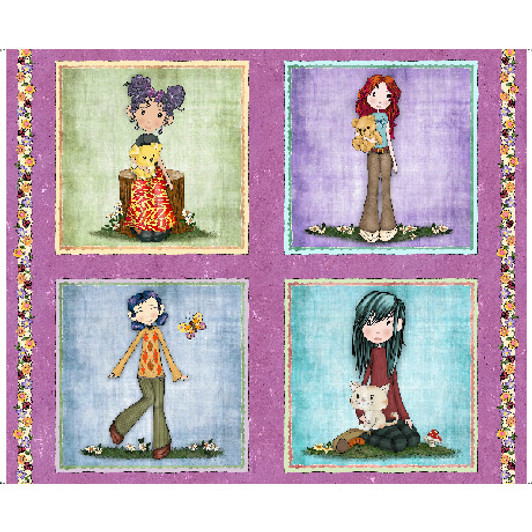 Garden Girls Girl Picture Patches 28761-V cotton Quilting Fabric Panel Garden Girls Girl Picture Patches 28761-V cotton Quilting Fabric Panel