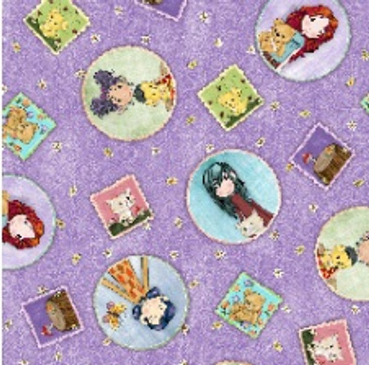 Garden Girls Girl Patches Tossed Lavender 28764-L Cotton Quilting Fabric Garden Girls Girl Patches Tossed Lavender 28764-L Cotton Quilting Fabric